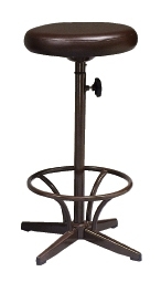 63091::CR-602::An Asahi CR-602 series stool with metal base, providing adjustable locked-screw extension. 3-year warranty for the frame of a chair under normal application and 1-year warranty for the plastic base and accessories. Dimension (WxSL) cm : 34x71. Available in 3 seat styles: PVC Leather, PU Leather and Cotton.